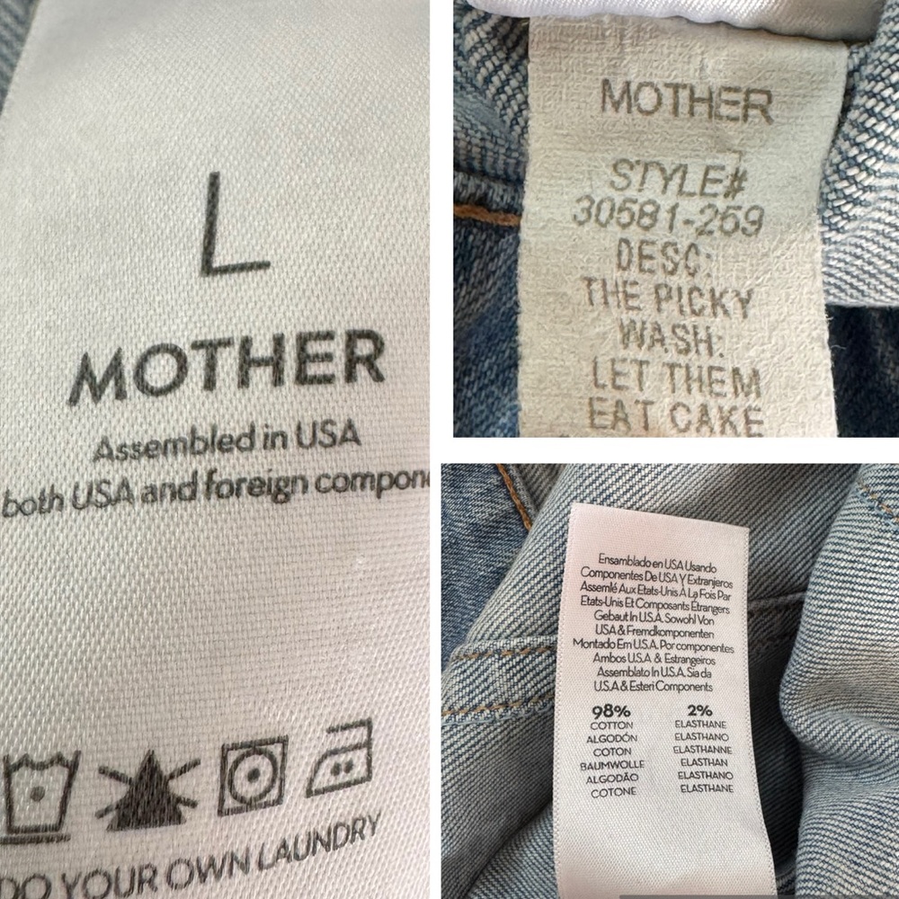 MOTHER The Picky Denim Jacket Cropped Let Them Eat Cake Wash Large - Picture 6 of 11